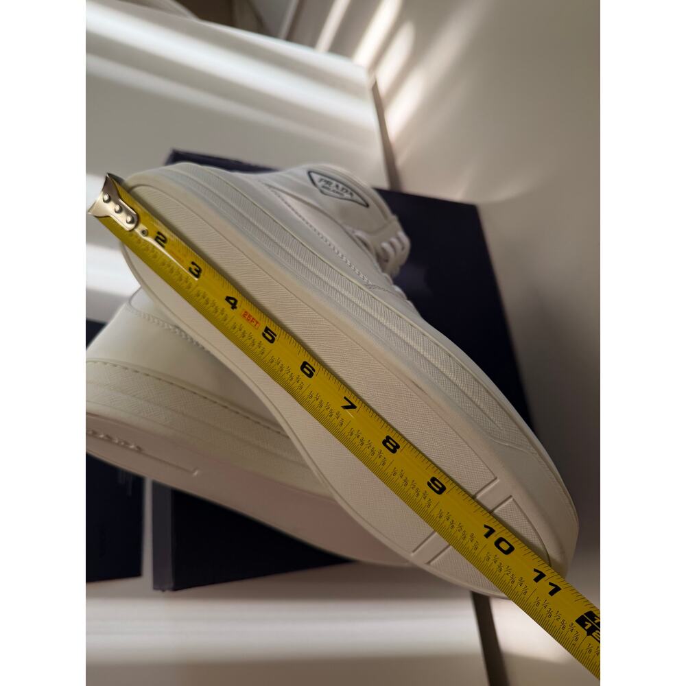 Prada White Sneakers Vitello High Top Leather Trainers Size 41 100% Authentic - Picture 6 of 12
